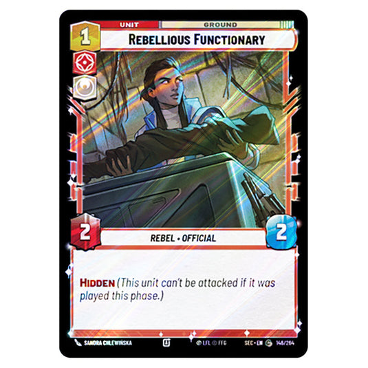 Rebellious Functionary card from the Star Wars Unlimited Set Secrets of Power