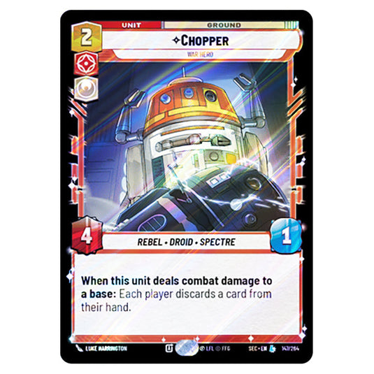 Chopper War Hero card from the Star Wars Unlimited Set Secrets of Power