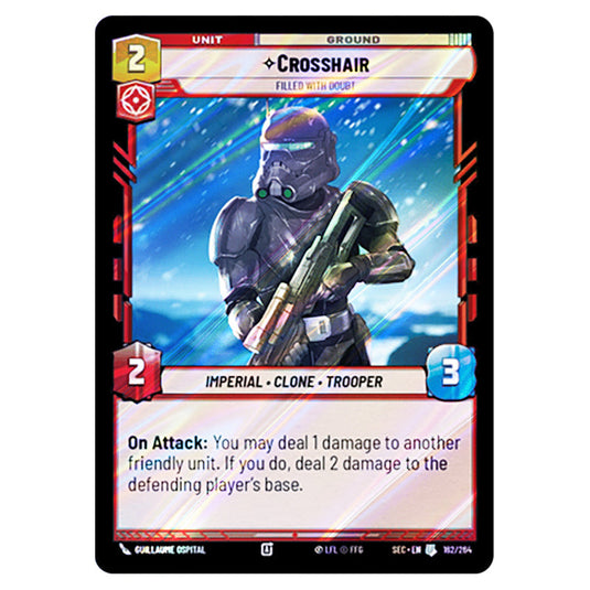 Crosshair Filled With Doubt card from the Star Wars Unlimited Set Secrets of Power