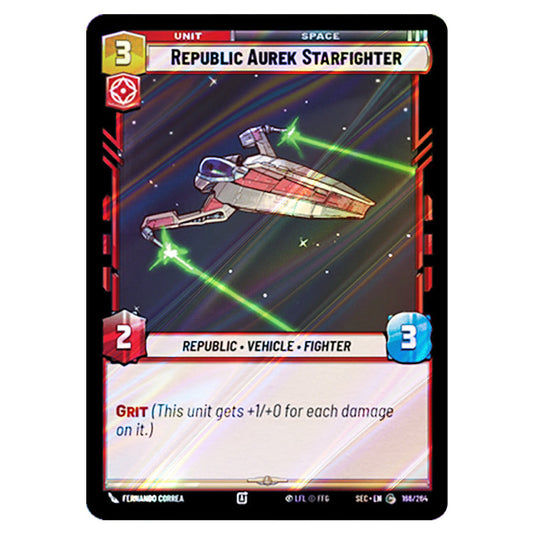 Republic Aurek Starfighter card from the Star Wars Unlimited Set Secrets of Power
