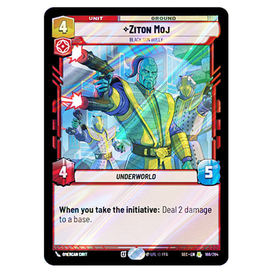 Ziton Moj Black Sun Bully card from the Star Wars Unlimited Set Secrets of Power
