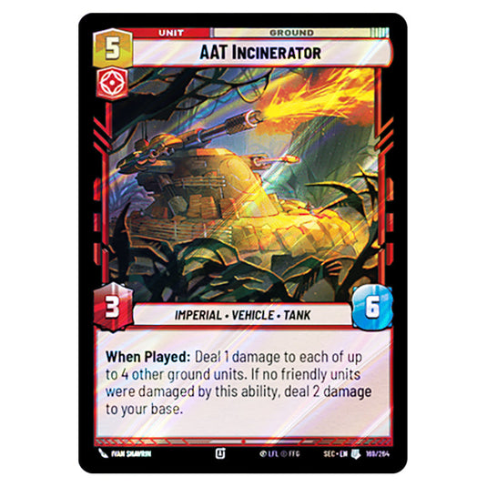 AAT Incinerator card from the Star Wars Unlimited Set Secrets of Power