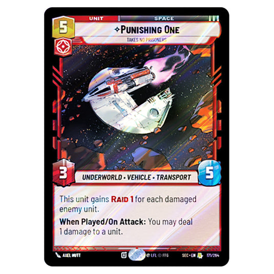 Punishing One Takes No Prisoners card from the Star Wars Unlimited Set Secrets of Power