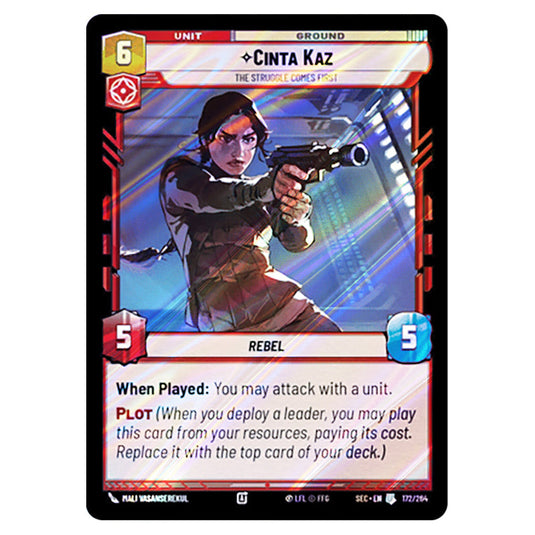 Cinta Kaz The Struggle Comes First card from the Star Wars Unlimited Set Secrets of Power