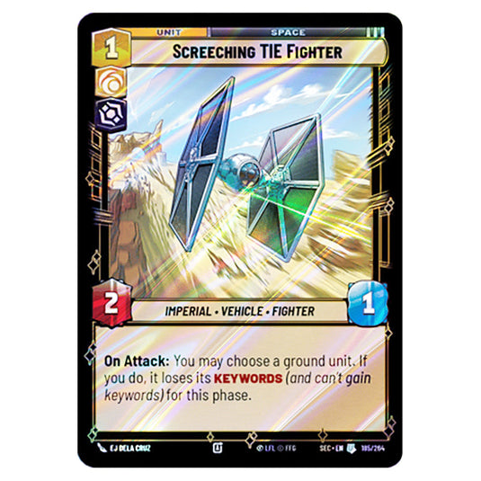 Screeching TIE Fighter card from the Star Wars Unlimited Set Secrets of Power