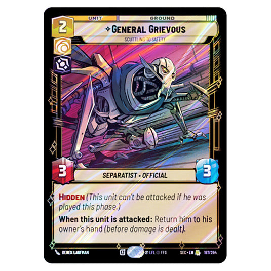 General Grievous Scuttling to Safety card from the Star Wars Unlimited Set Secrets of Power