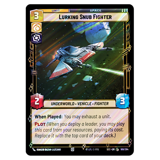 Lurking Snub Fighter card from the Star Wars Unlimited Set Secrets of Power