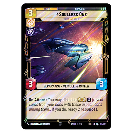 Soulless One Swift and Agile card from the Star Wars Unlimited Set Secrets of Power