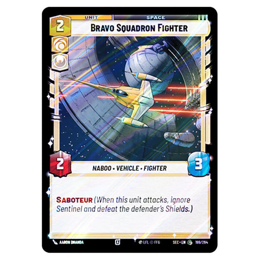 Bravo Squadron Fighter card from the Star Wars Unlimited Set Secrets of Power