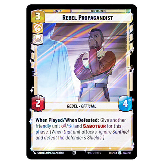 Rebel Propagandist card from the Star Wars Unlimited Set Secrets of Power