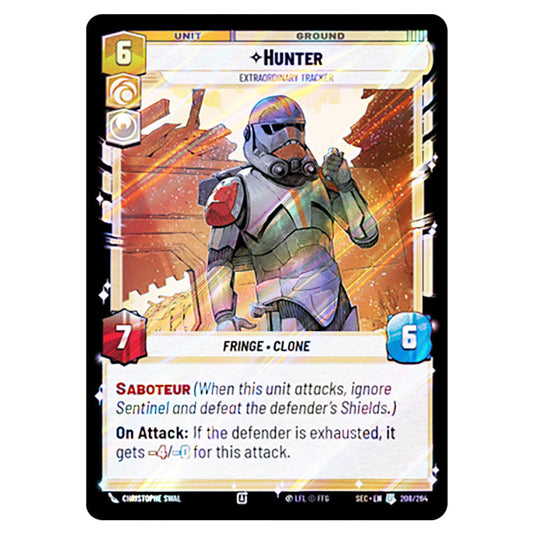 Hunter Extraordinary Tracker card from the Star Wars Unlimited Set Secrets of Power