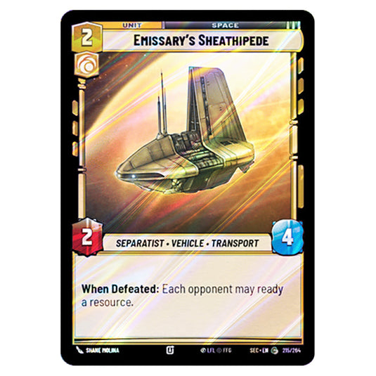 Emissary's Sheathipede card from the Star Wars Unlimited Set Secrets of Power