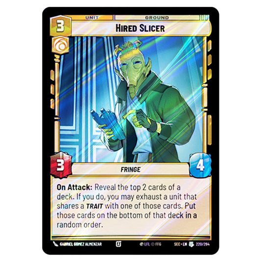 Hired Slicer card from the Star Wars Unlimited Set Secrets of Power