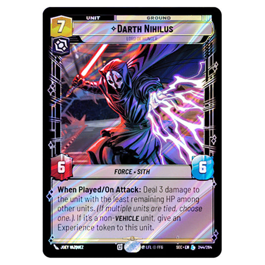 Darth Nihilus Lord of Hunger card from the Star Wars Unlimited Set Secrets of Power