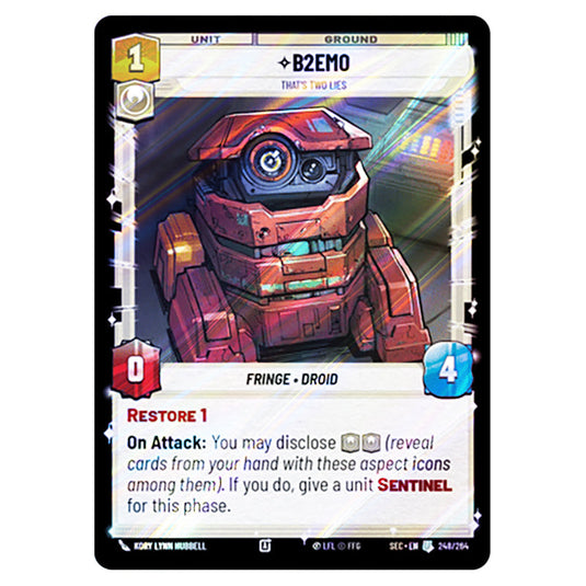 B2EMOThat's Two Lies card from the Star Wars Unlimited Set Secrets of Power