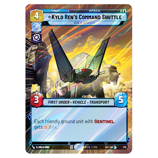 Kylo Ren's Command Shuttle Icon of Authority card from the Star Wars Unlimited Set Secrets of Power