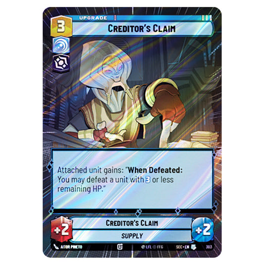 Creditor's Claim card from the Star Wars Unlimited Set Secrets of Power