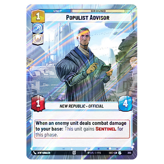 Populist Advisor card from the Star Wars Unlimited Set Secrets of Power
