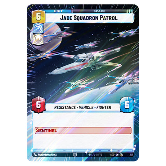 Jade Squadron Patrol card from the Star Wars Unlimited Set Secrets of Power
