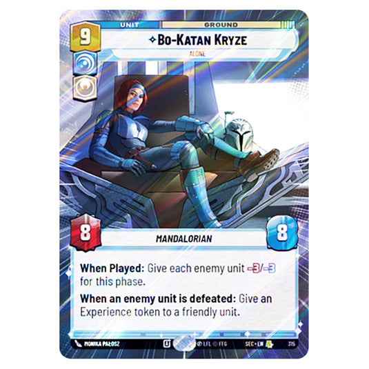 Bo-Katan Kryze Alone card from the Star Wars Unlimited Set Secrets of Power