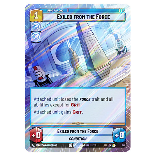 Exiled from the Force card from the Star Wars Unlimited Set Secrets of Power