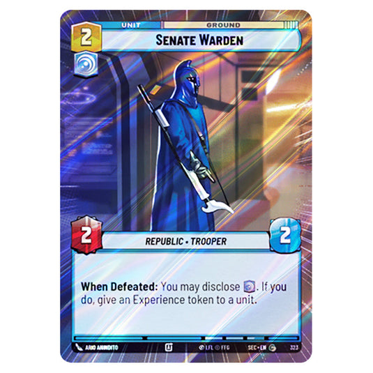 Senate Warden card from the Star Wars Unlimited Set Secrets of Power