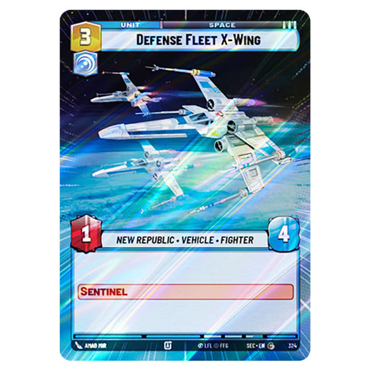 Defense Fleet X-Wing card from the Star Wars Unlimited Set Secrets of Power