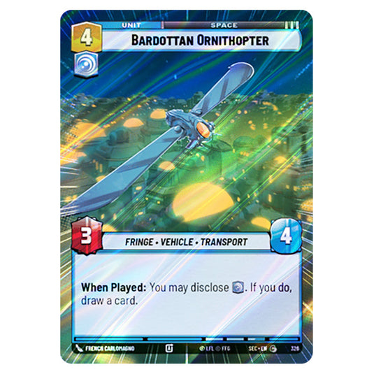 Bardottan Ornithopter card from the Star Wars Unlimited Set Secrets of Power