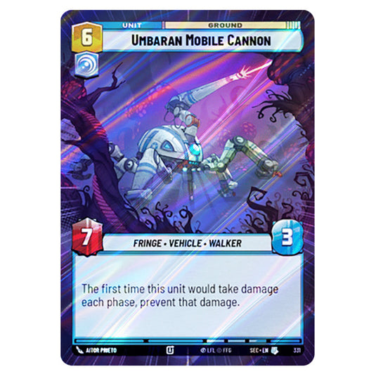 Umbaran Mobile Cannon card from the Star Wars Unlimited Set Secrets of Power