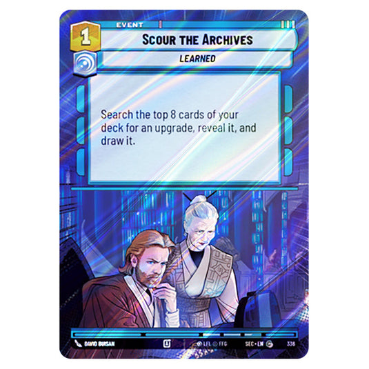 Scour the Archives card from the Star Wars Unlimited Set Secrets of Power