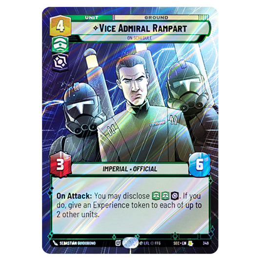 Vice Admiral Rampart On Schedule card from the Star Wars Unlimited Set Secrets of Power