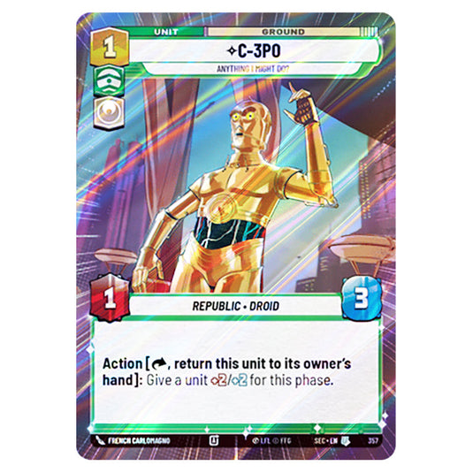C-3POAnything I Might Do? card from the Star Wars Unlimited Set Secrets of Power