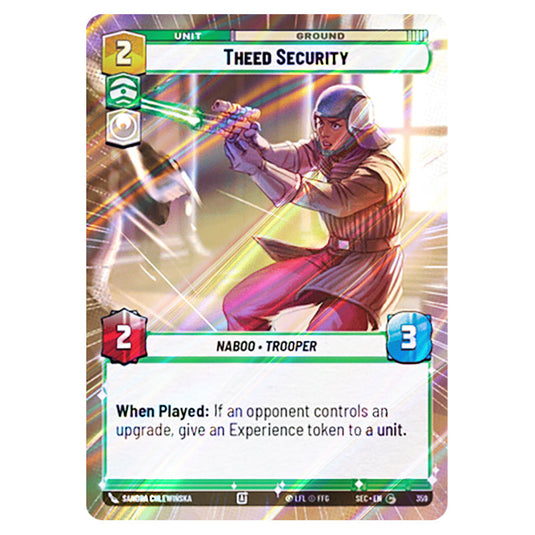 Theed Security card from the Star Wars Unlimited Set Secrets of Power