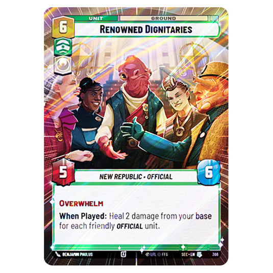 Renowned Dignitaries card from the Star Wars Unlimited Set Secrets of Power