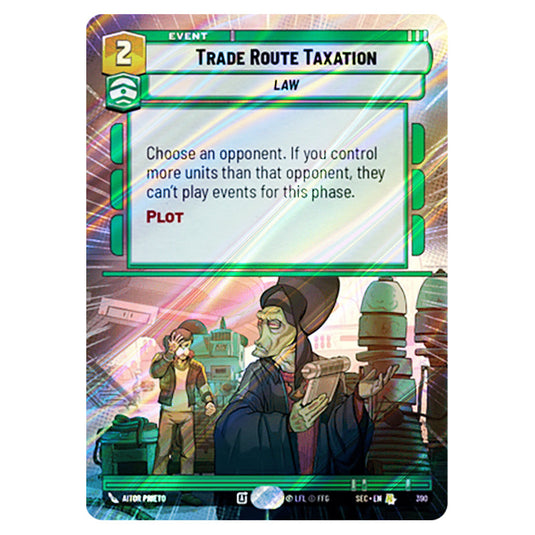 Trade Route Taxation card from the Star Wars Unlimited Set Secrets of Power