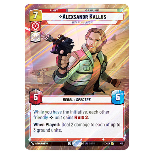 Alexsandr Kallus With New Purpose card from the Star Wars Unlimited Set Secrets of Power