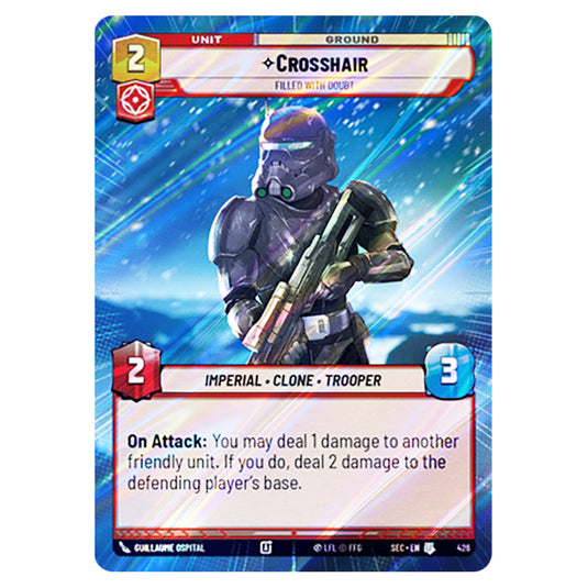 Crosshair Filled With Doubt card from the Star Wars Unlimited Set Secrets of Power