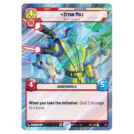 Ziton Moj Black Sun Bully card from the Star Wars Unlimited Set Secrets of Power