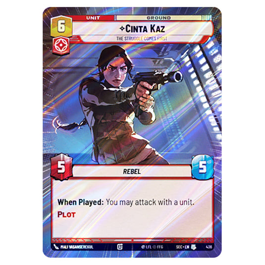 Cinta Kaz The Struggle Comes First card from the Star Wars Unlimited Set Secrets of Power