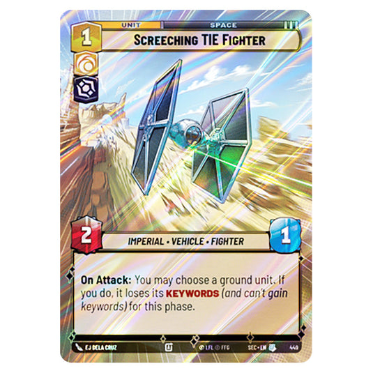 Screeching TIE Fighter card from the Star Wars Unlimited Set Secrets of Power