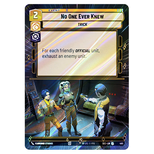 No One Ever Knew card from the Star Wars Unlimited Set Secrets of Power