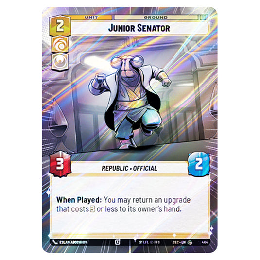 Junior Senator card from the Star Wars Unlimited Set Secrets of Power