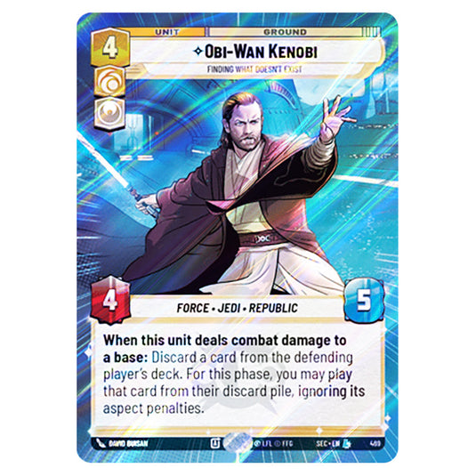 Obi-Wan Kenobi Finding What Doesn't Exist card from the Star Wars Unlimited Set Secrets of Power