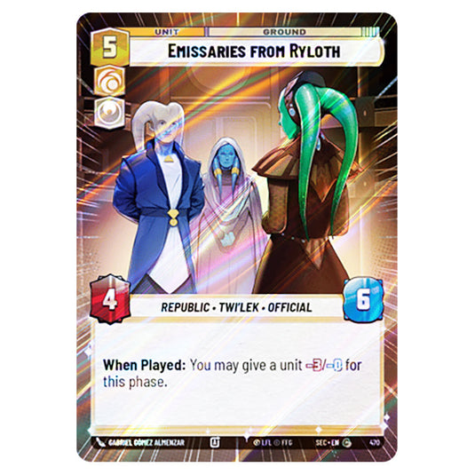 Emissaries from Ryloth card from the Star Wars Unlimited Set Secrets of Power
