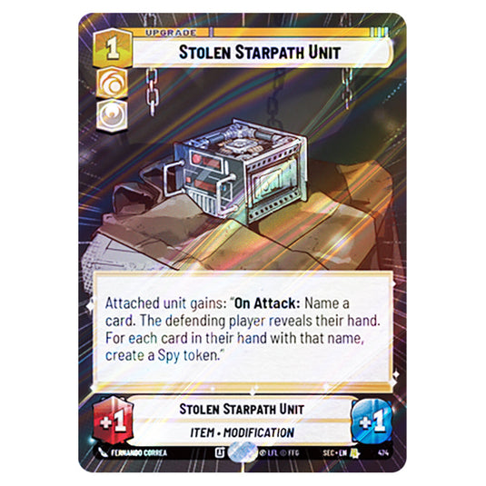 Stolen Starpath Unit card from the Star Wars Unlimited Set Secrets of Power