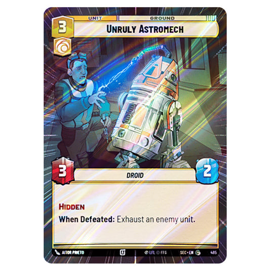 Unruly Astromech card from the Star Wars Unlimited Set Secrets of Power