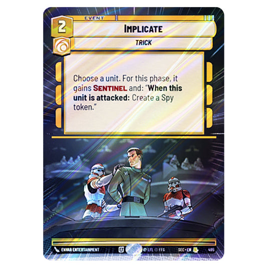 Implicate card from the Star Wars Unlimited Set Secrets of Power