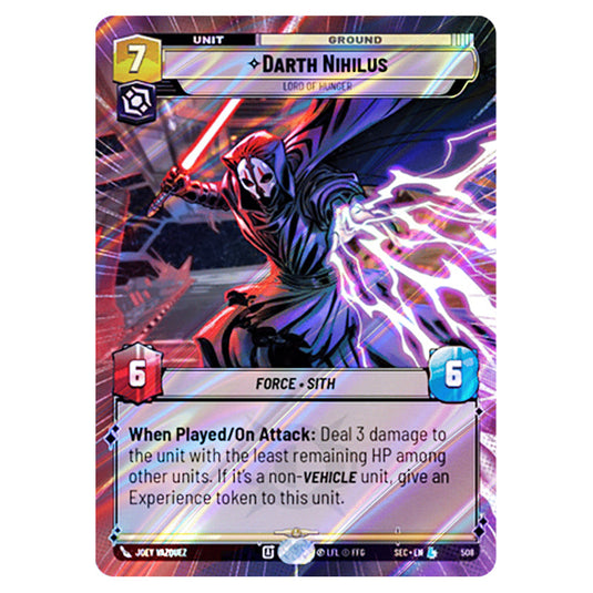 Darth Nihilus Lord of Hunger card from the Star Wars Unlimited Set Secrets of Power