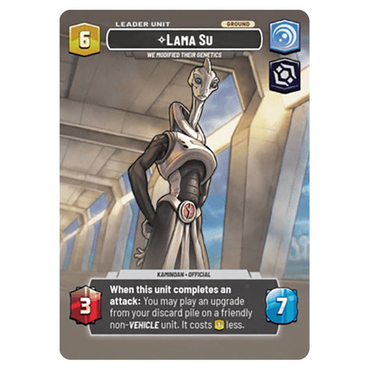Lama Su We Modified Their Genetics card from the Star Wars Unlimited Set Secrets of Power