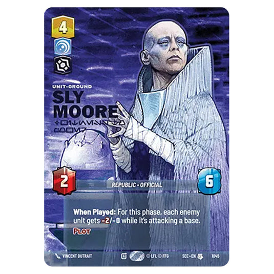 Sly Moore Witness to Power card from the Star Wars Unlimited Set Secrets of Power